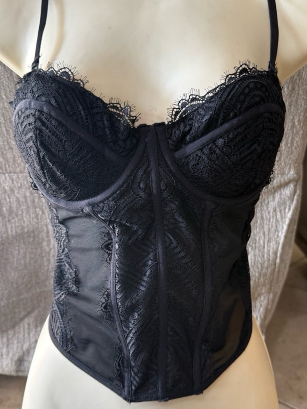 GARAGE Black Lace Underwire Bustier Corset XS